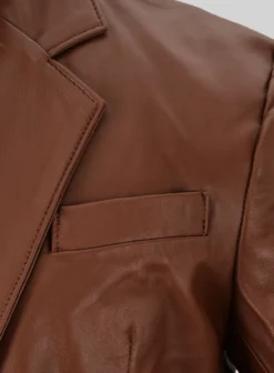 Tan Brown Leather Blazer -Studiosuits Shop 03 40