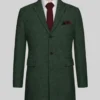 Bottle Green Herringbone Tweed Overcoat