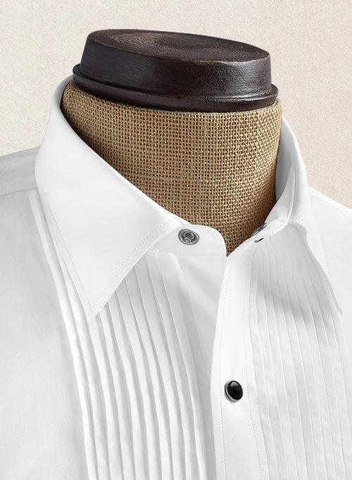 Pleated White Tuxedo Shirt 4 Pleated White Tuxedo Shirt - Image 4