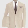 Beige Cotton Power Stretch Chino Suit