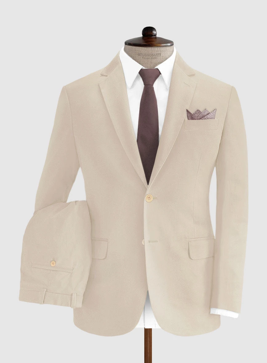 Beige Cotton Power Stretch Chino Suit 1 Beige Cotton Power Stretch Chino Suit