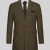 Bottle Brown Herringbone Tweed Overcoat