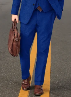 Bright Blue Corduroy Suit -Studiosuits Shop brightbluethickcorduroysuitlk 3