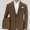 Brown Feather Cotton Canvas Stretch Suit