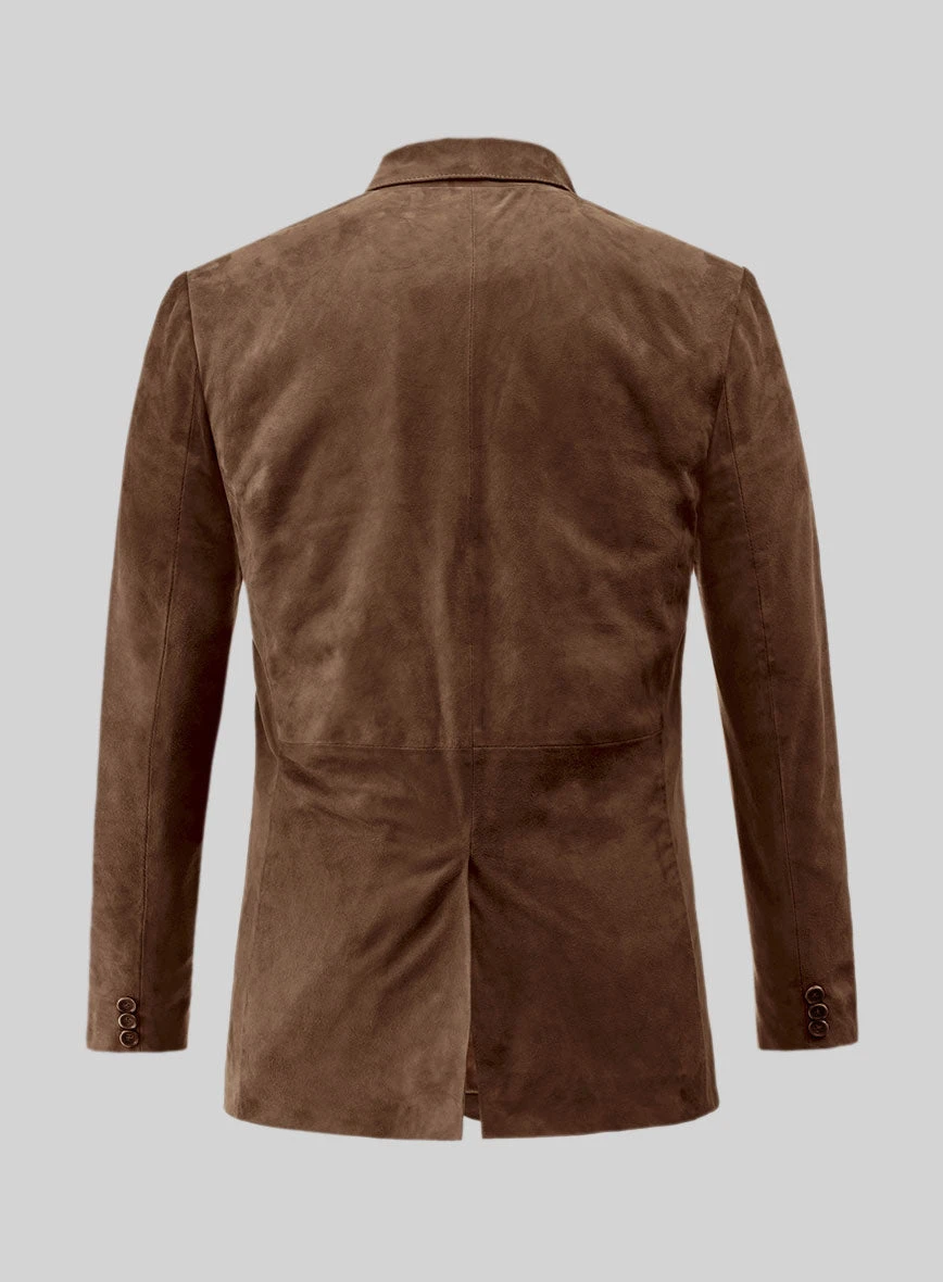 Brown Suede Leather Blazer 2 Brown Suede Leather Blazer - Image 2