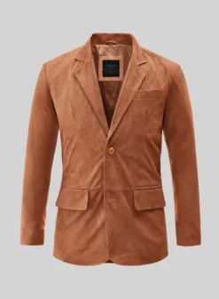 Burnt Orange Suede Leather Blazer