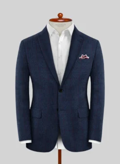 Caccioppoli Lavide Glen Blue Wool Jacket