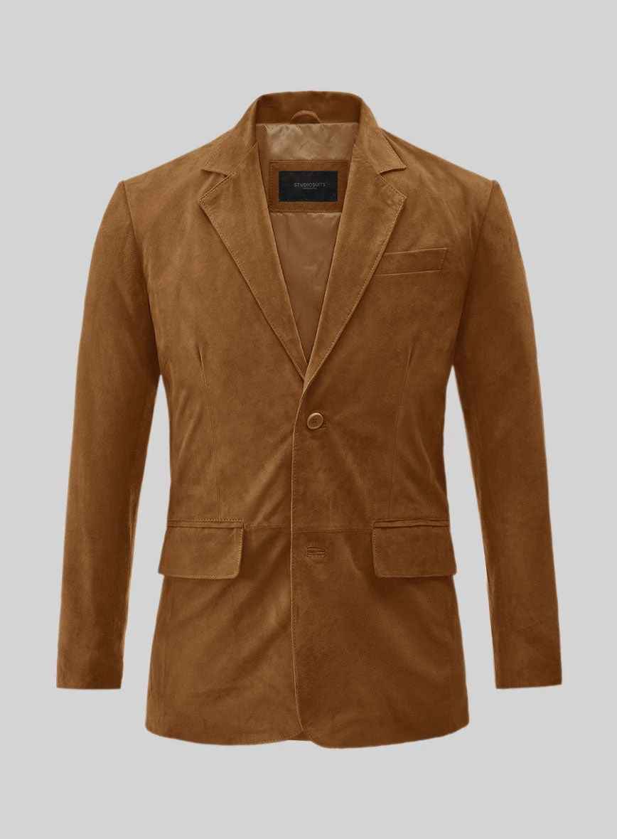 Caramel Brown Suede Leather Blazer 1 Caramel Brown Suede Leather Blazer