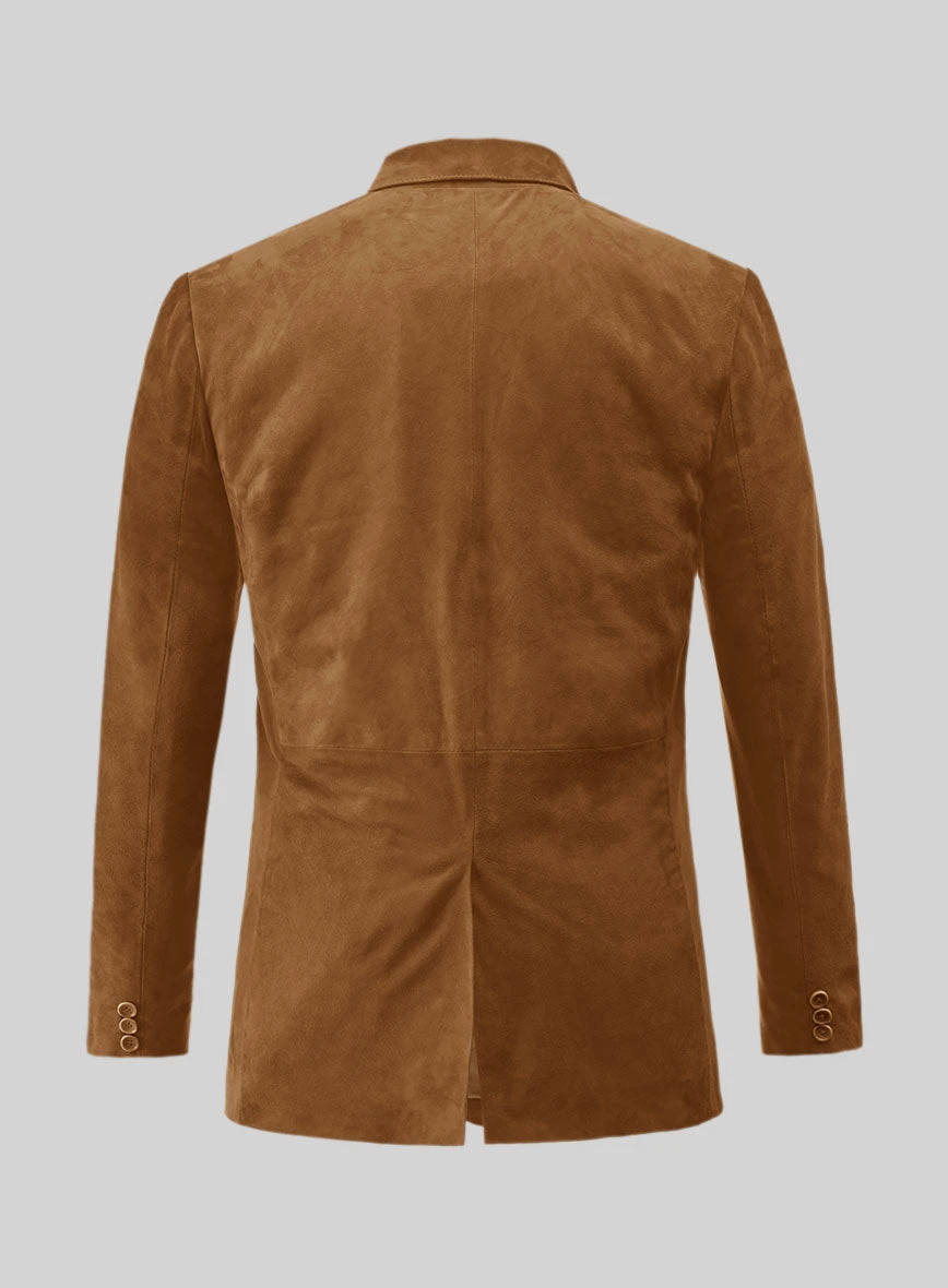Caramel Brown Suede Leather Blazer 2 Caramel Brown Suede Leather Blazer - Image 2