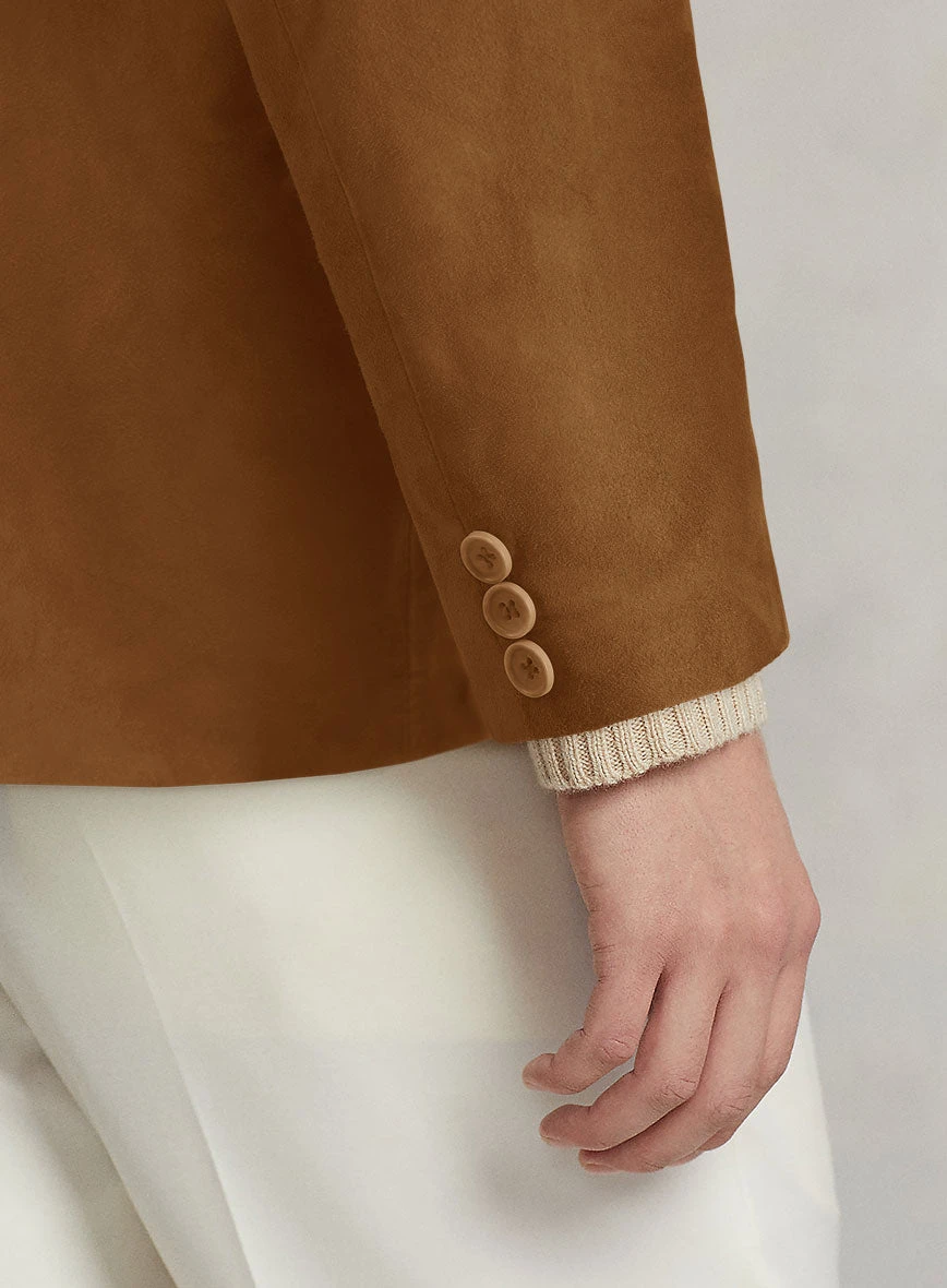 Caramel Brown Suede Leather Blazer 4 Caramel Brown Suede Leather Blazer - Image 4