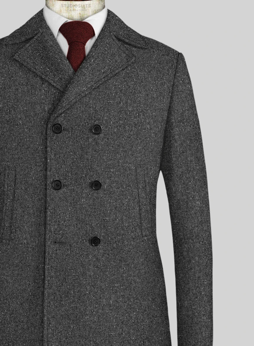 Charcoal Flecks Donegal Tweed Pea Coat 2 Charcoal Flecks Donegal Tweed Pea Coat - Image 2