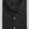 Charcoal Herringbone Tweed Shirt