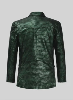 Croc Metallic Green Western Leather Blazer -Studiosuits Shop crocmetallicgreenwesternleatherblazer 1