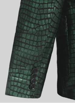 Croc Metallic Green Western Leather Blazer -Studiosuits Shop crocmetallicgreenwesternleatherblazer 4