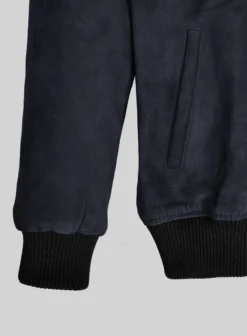 Dark Blue Suede Bomber Jacket -Studiosuits Shop darkbluesuedebomberjacketlk 2