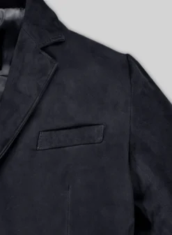 Dark Blue Suede Leather Blazer -Studiosuits Shop darkbluesuedeleatherblazer 2