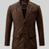 Dark Brown Suede Leather Blazer