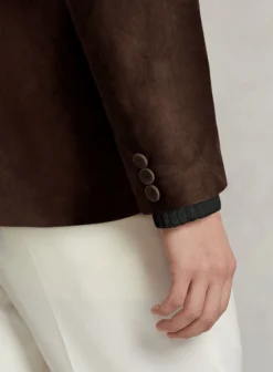 Dark Brown Suede Leather Blazer -Studiosuits Shop darkbrownsuedeleatherblazerlook 4