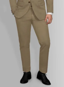 Dark Beige Feather Cotton Canvas Stretch Suit -Studiosuits Shop drkbeigefthrctcanvassuitlook 3
