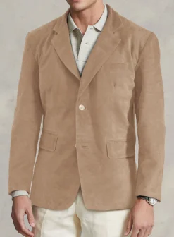 Dusty Beige Suede Leather Blazer -Studiosuits Shop dustybeigesuedeleathercolor 4