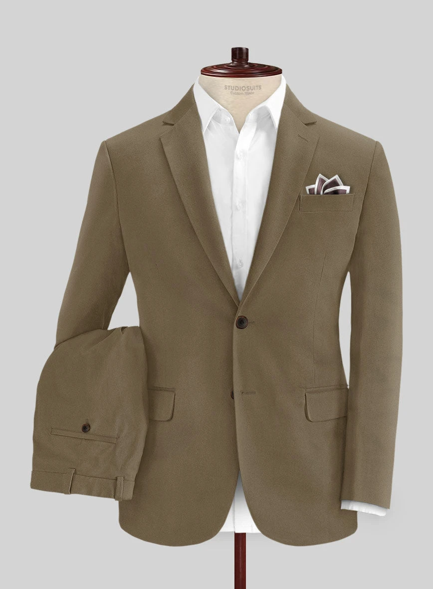Earthy Brown Cotton Power Stretch Chino Suit 1 Earthy Brown Cotton Power Stretch Chino Suit
