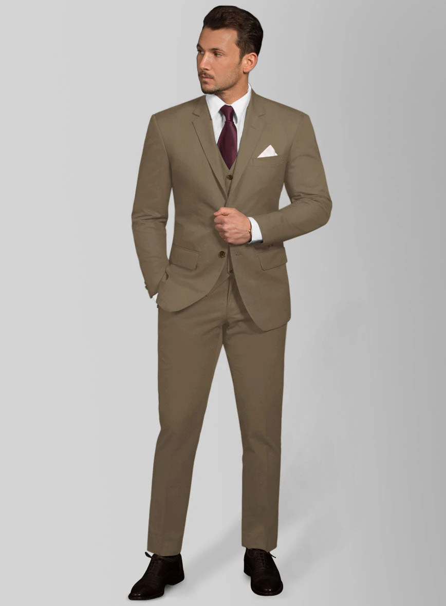 Earthy Brown Cotton Power Stretch Chino Suit 2 Earthy Brown Cotton Power Stretch Chino Suit - Image 2