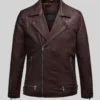 Emberstrike Burgundy Biker Leather Jacket