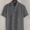 European Anchor Gray Linen Western Style Shirt