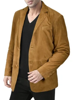 Ginger Brown Suede Leather Blazer -Studiosuits Shop gingerbrwnsuedeleatherblazerlook 4