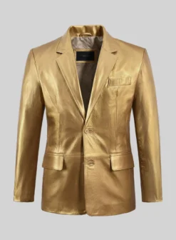Gold Leather Blazer