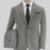 Gray Feather Cotton Canvas Stretch Suit