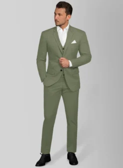 Green Feather Cotton Canvas Stretch Suit -Studiosuits Shop greenfeathercottoncanvastretchsuit 1