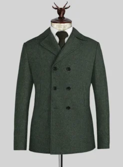 Green Heavy Tweed Pea Coat