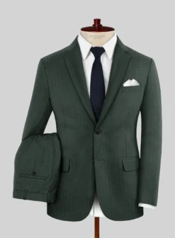 Green Herringbone Wool Suit