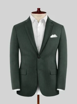 Green Herringbone Wool Suit -Studiosuits Shop greenherringbonewoolsuitlk 2