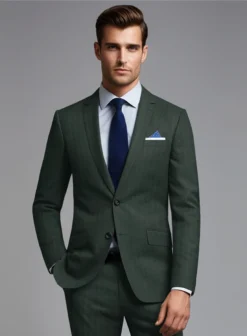 Green Herringbone Wool Suit -Studiosuits Shop greenherringbonewoolsuitlk 3