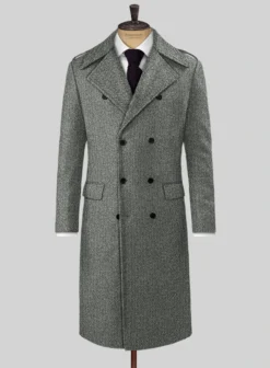 Harris Tweed Gray Chevron GQ Overcoat