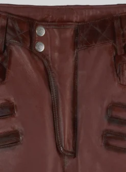 Hector Burnt Maroon Leather Pants -Studiosuits Shop hectorburntmaroonleatherpantslk 2