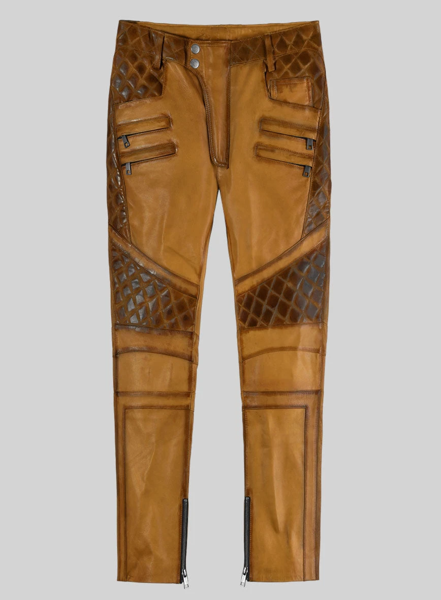 Hector Burnt Mustard Leather Pants 1 Hector Burnt Mustard Leather Pants