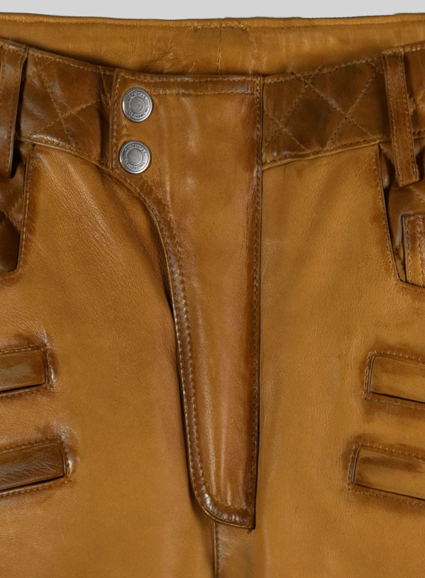 Hector Burnt Mustard Leather Pants 3 Hector Burnt Mustard Leather Pants - Image 3