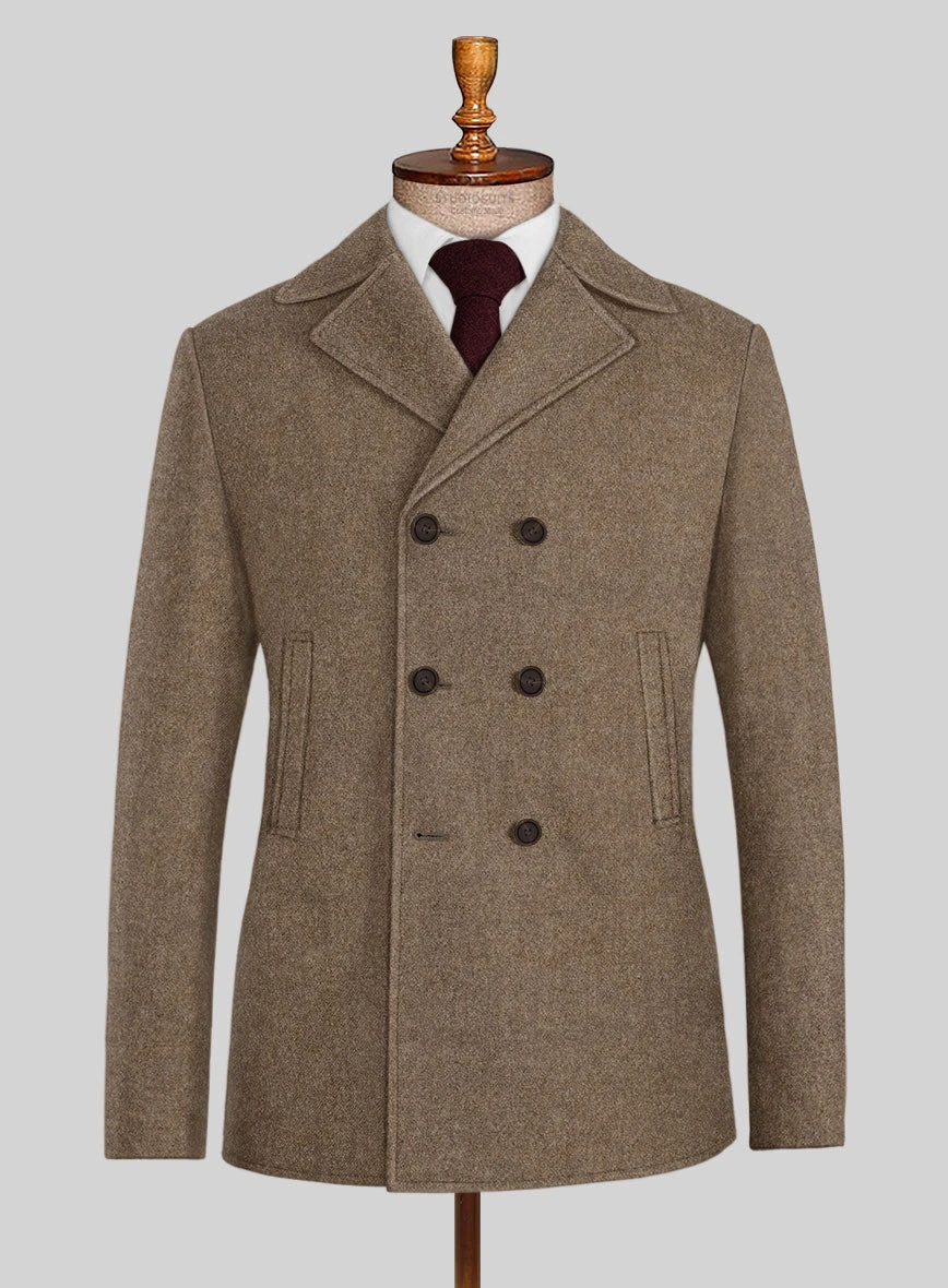 Highlander Light Tobacco Tweed Pea Coat 1 Highlander Light Tobacco Tweed Pea Coat