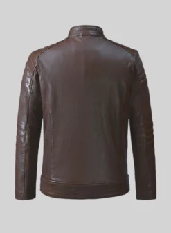 Ignite Moto Brown Leather Jacket -Studiosuits Shop ignitebrownleatherjacketlook 2
