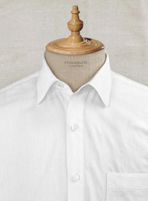 Italian Cotton Dobby Edvigo White Shirt 2 Italian Cotton Dobby Edvigo White Shirt - Image 2