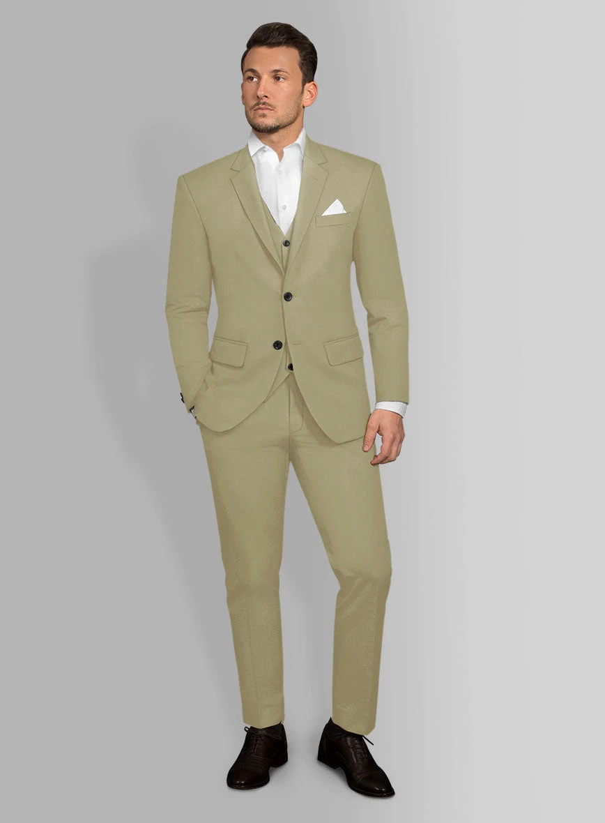 Italian Dark Tan Cotton Stretch Suit 2 Italian Dark Tan Cotton Stretch Suit - Image 2