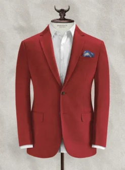 Italian Gimson Red Cotton Stretch Suit -Studiosuits Shop italiangimsonredcottonstretchsuitlook 1
