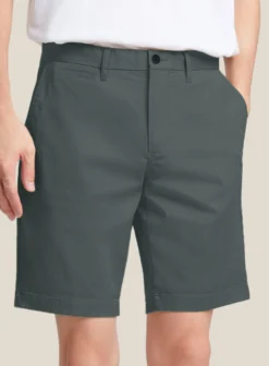 Italian Gray Cotton Stretch Shorts -Studiosuits Shop italiangraycottonstretchshortslk 2