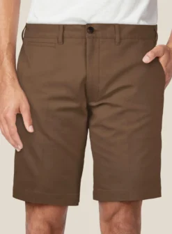 Italian Hickory Brown Cotton Stretch Shorts -Studiosuits Shop italianhickorybrowncottonstretchshortslook 2