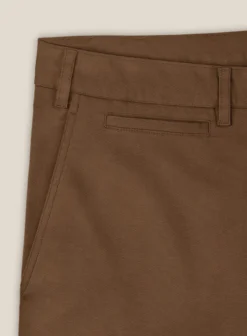 Italian Hickory Brown Cotton Stretch Shorts -Studiosuits Shop italianhickorybrowncottonstretchshortslook 3
