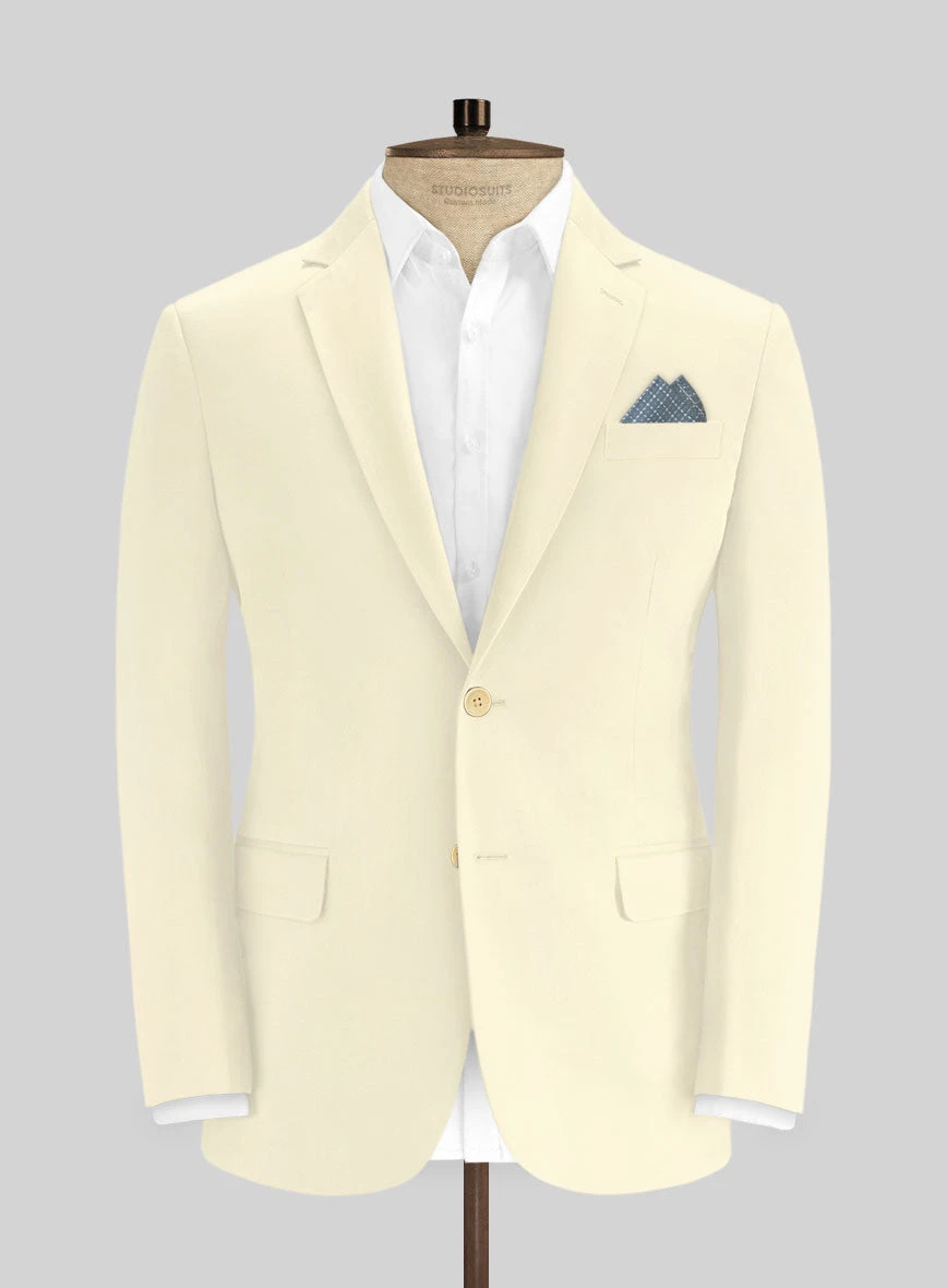 Italian Ivory Cotton Stretch Jacket 1 Italian Ivory Cotton Stretch Jacket