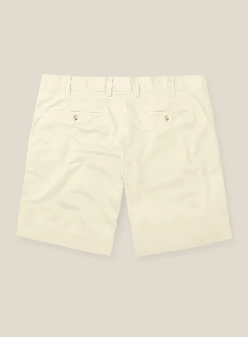 Italian Ivory Cotton Stretch Shorts 2 Italian Ivory Cotton Stretch Shorts - Image 2
